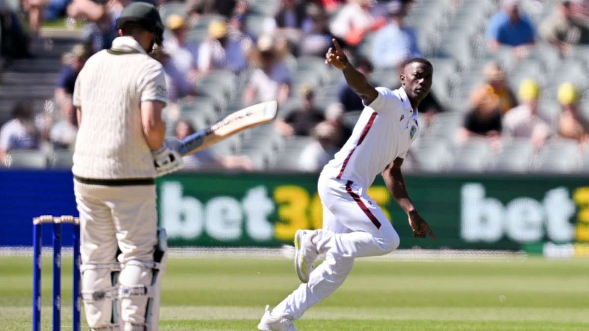 How many players have taken a wicket with their first ball in Tests as Shamar Joseph did?