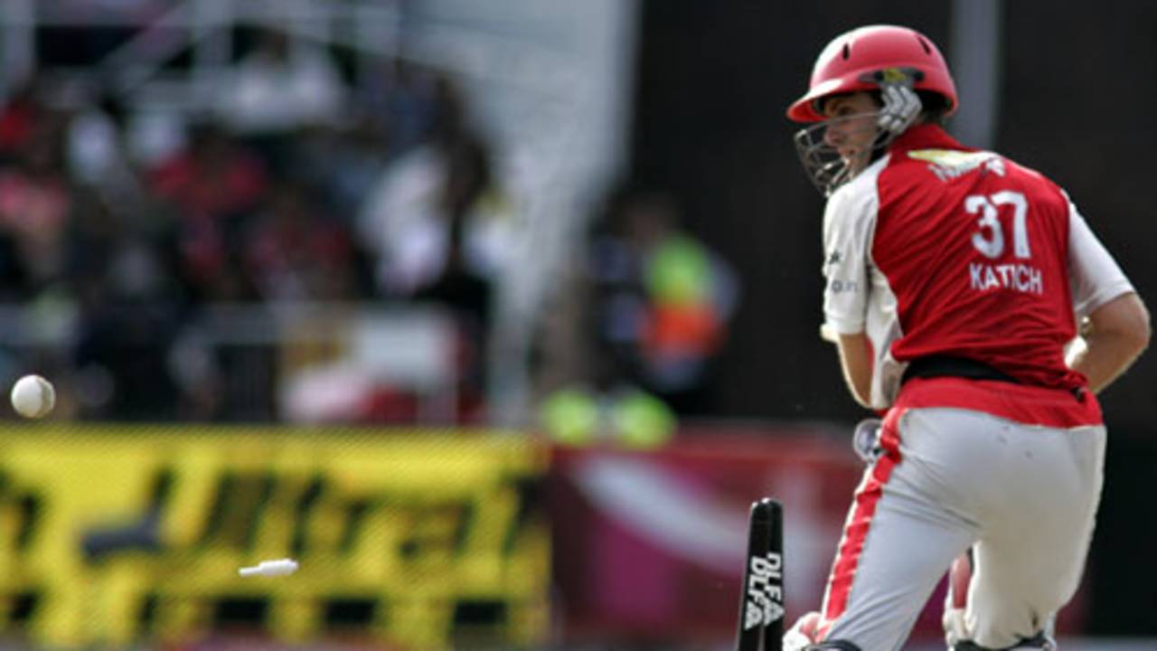 Simon Katich's offstump goes for a walk