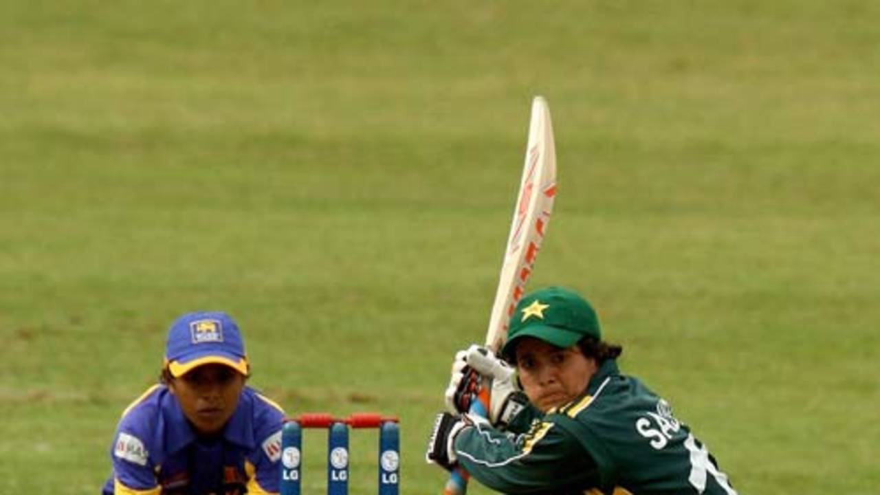 Sajjida Shah gets ready to wallop the ball, Pakistan v Sri Lanka, ICC Women's World Twenty20, Taunton, June 12, 2009