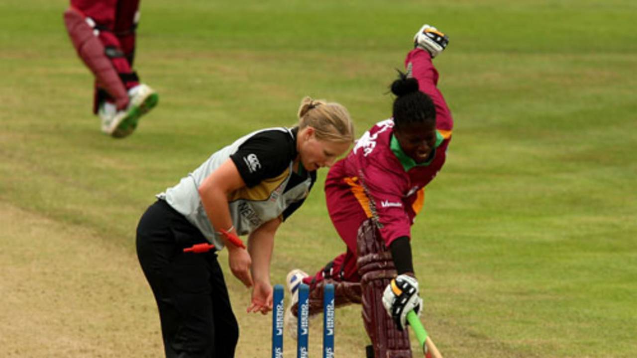 Kirbyina Alexander is run-out for 11, New Zealand v West Indies, ICC Women's World Twenty20, Taunton, June 13, 2009 