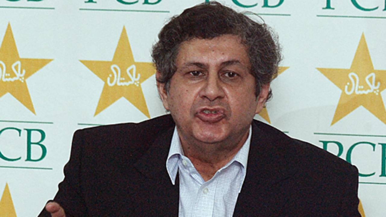Wasim Bari makes a point to the reporters