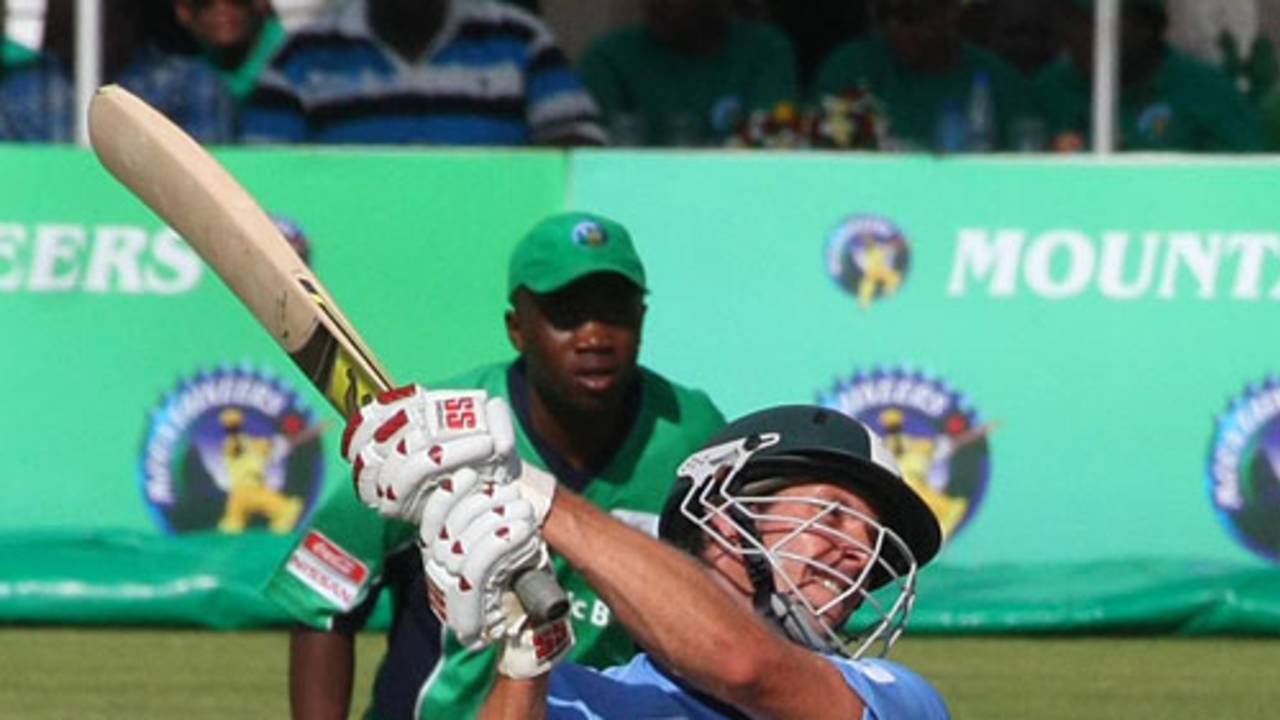 Andy Blignaut hits another boundary during his rapid half century against Mountaineers, Mountaineers v Matabeleland Tuskers, Harare, February 13, 2010