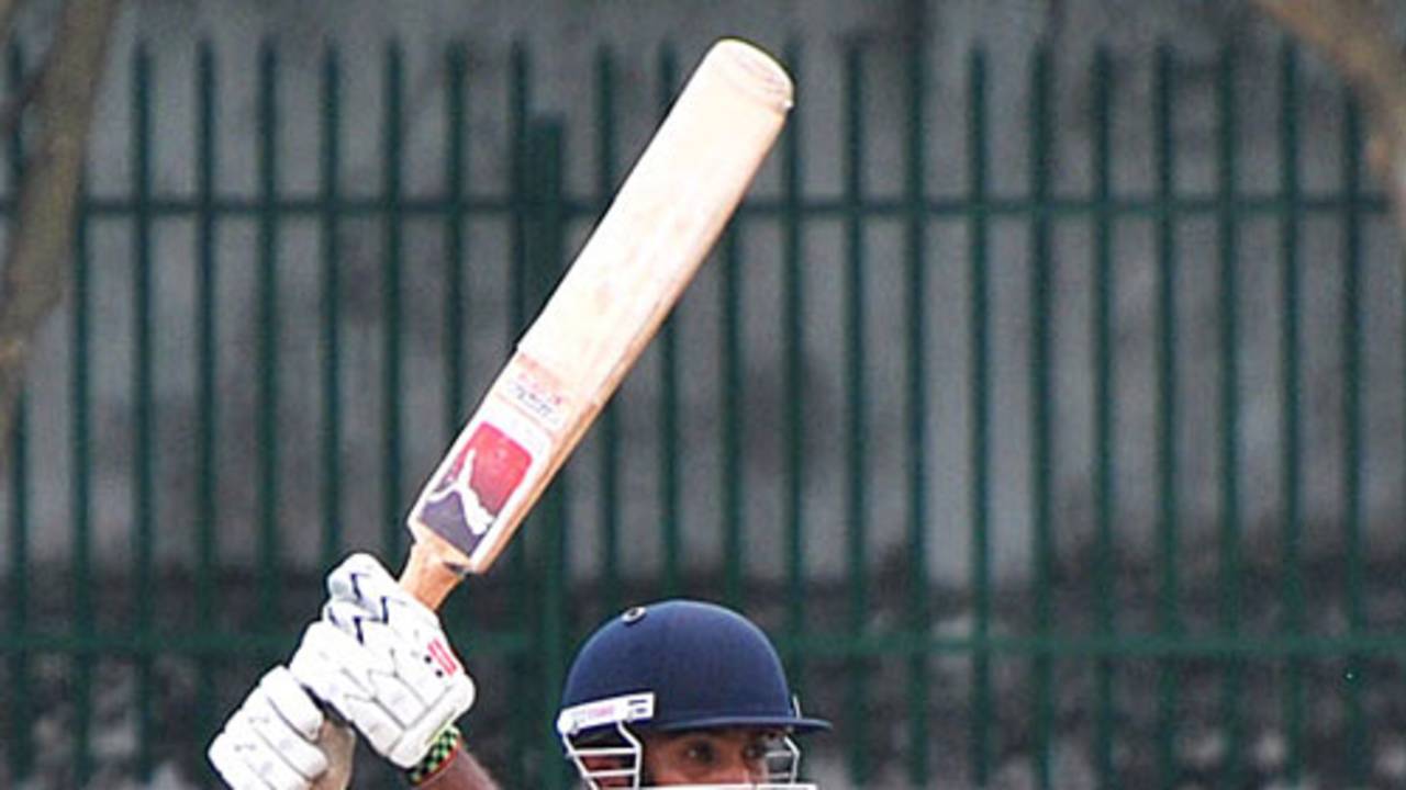 Geeth Alwis drives through the off side during his century