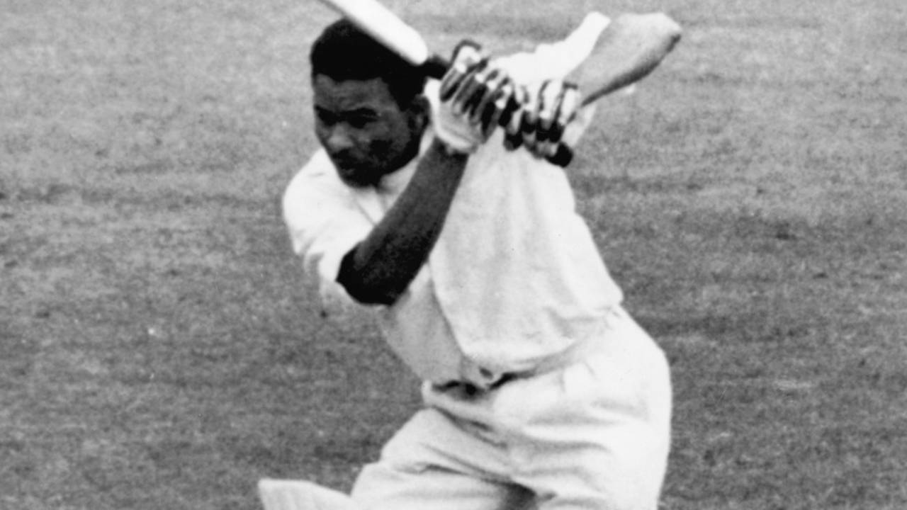 Collie Smith drives, England v West Indies, 3rd Test, Trent Bridge, 5th day, July 9, 1957