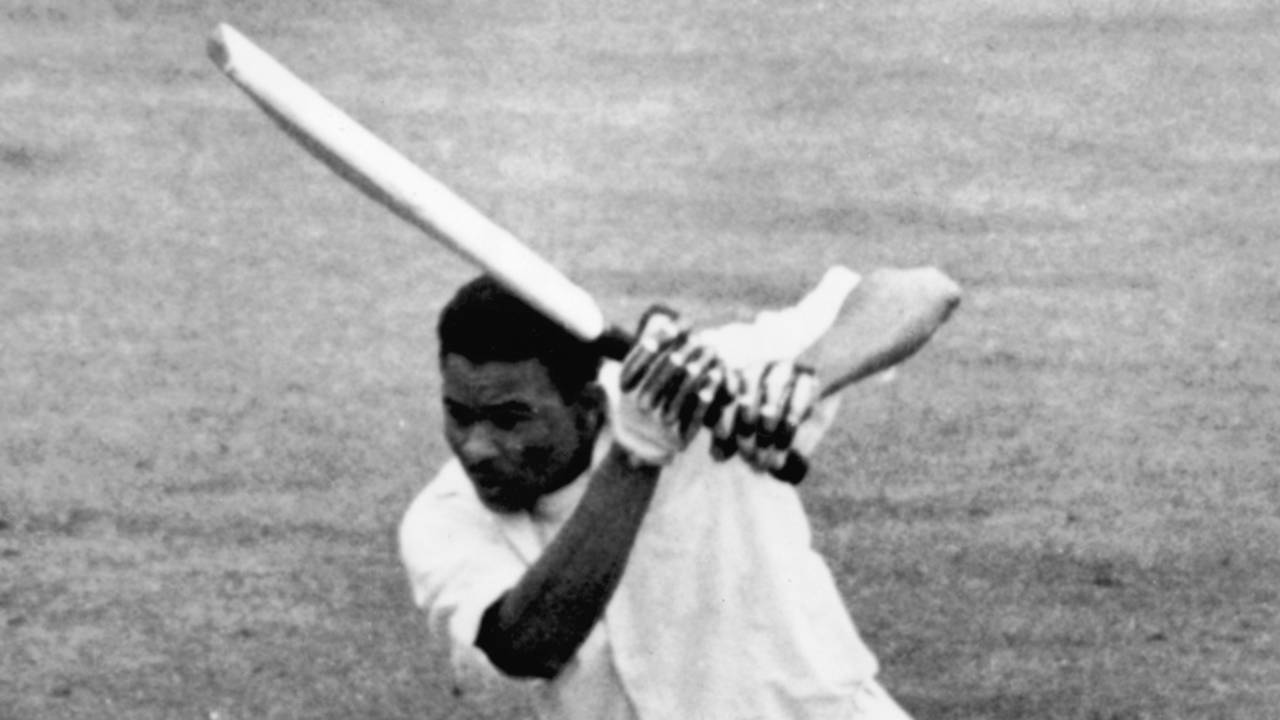Collie Smith drives, England v West Indies, 3rd Test, Trent Bridge, 5th day, July 9, 1957