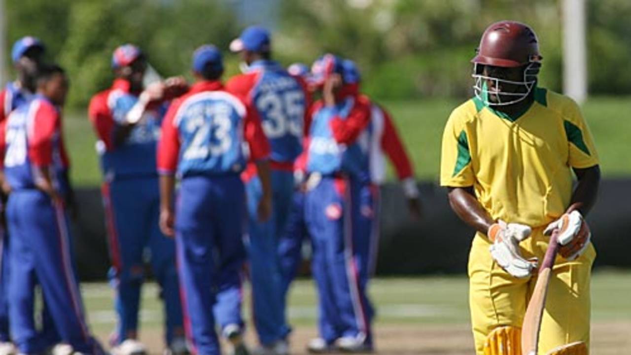 Dean Morgan walks back after his dismissal, USA v Jamaica, 2nd Twenty20, Lauderhill, Florida, May 23, 2010