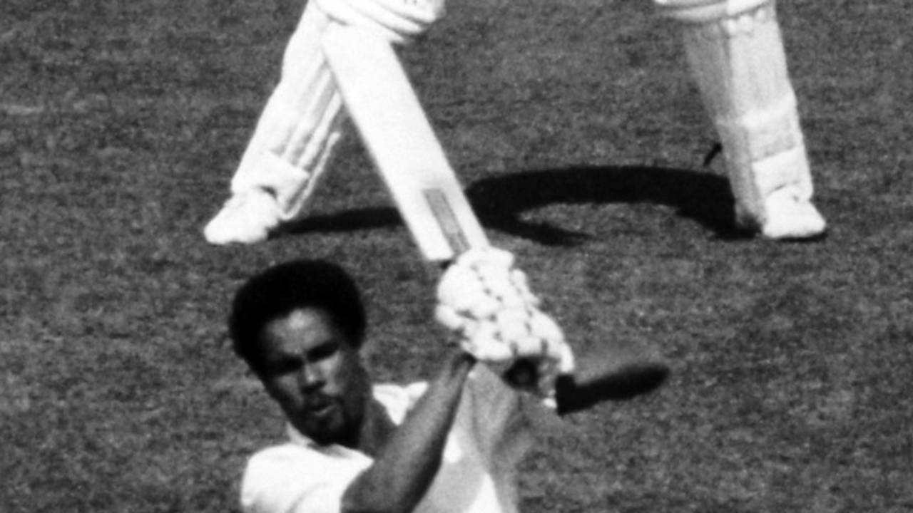 Keith Boyce powers the ball during his quick 34, Australia v West Indies, World Cup final, Lord's, June 21, 1975
