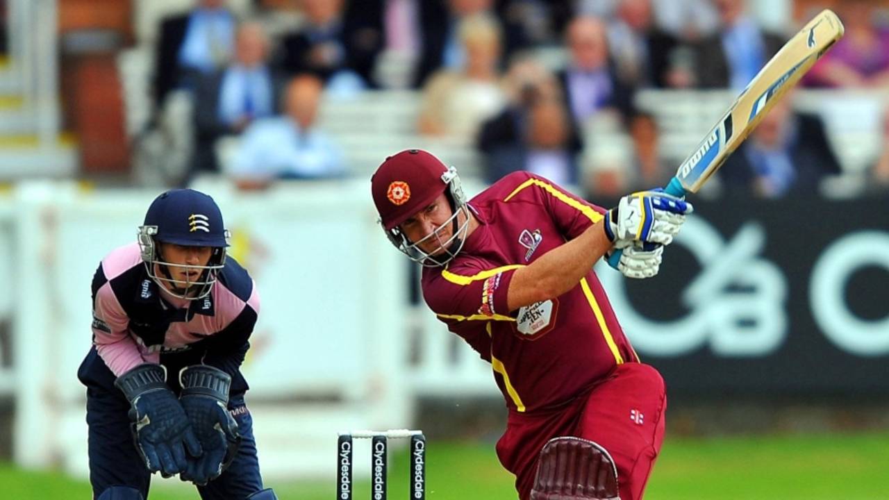 Mal Loye hits out on his way to a half-century against Middlesex, Middlesex v Northamptonshire, Clydesdale Bank 40, Lord's, August 5, 2010