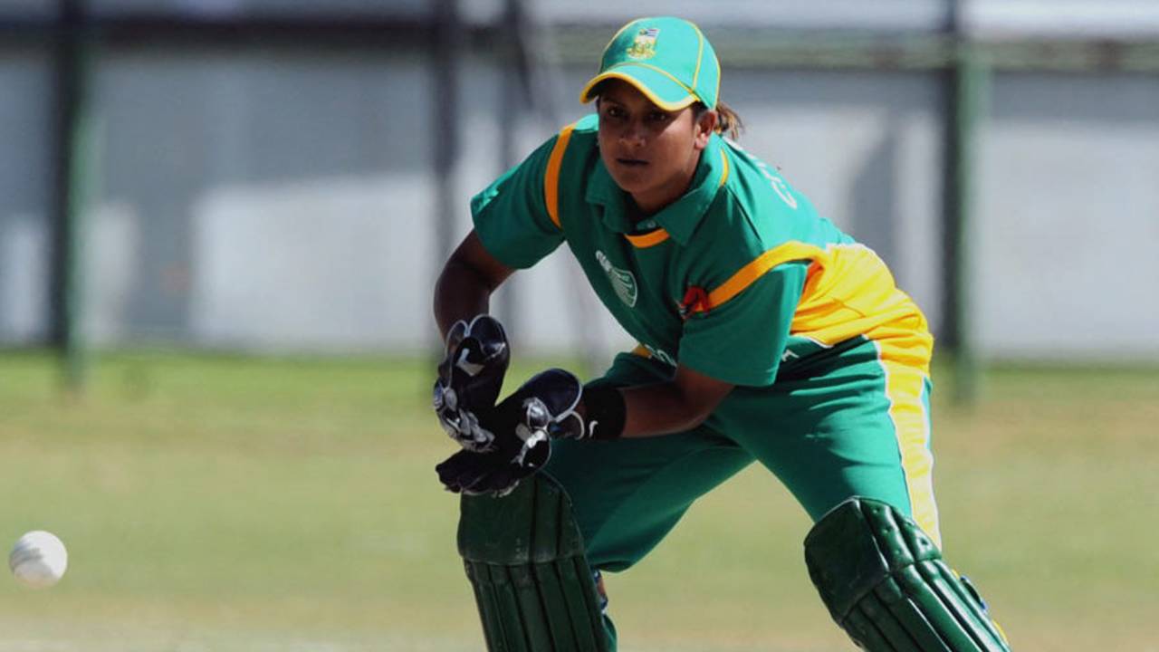 South African wicketkeeper Trisha Chetty collects the ball, South Africa Women v Pakistan Women, ICC Women's Cricket Twenty20 Challenge, Potchefstroom, October 16, 2010