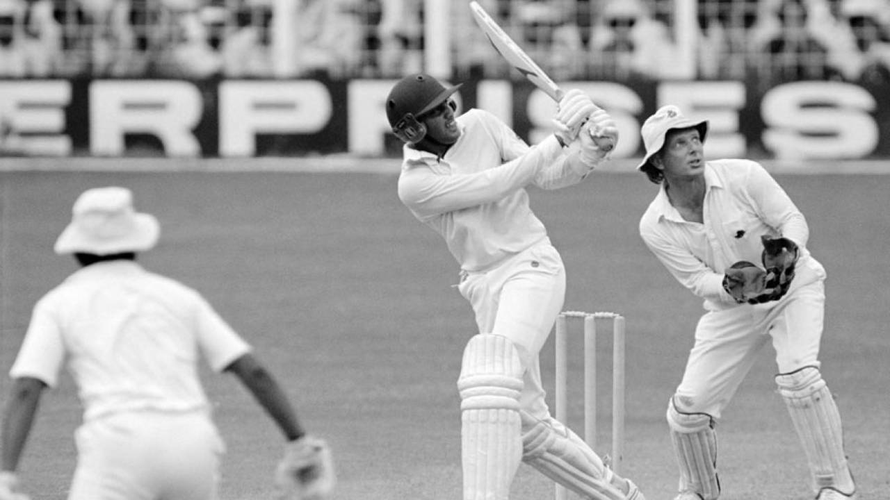 Mohammad Azharuddin swings one behind square, India v England, 2nd semi-final, 1987 World Cup, Wankhede Stadium, Bombay, November 5, 1987