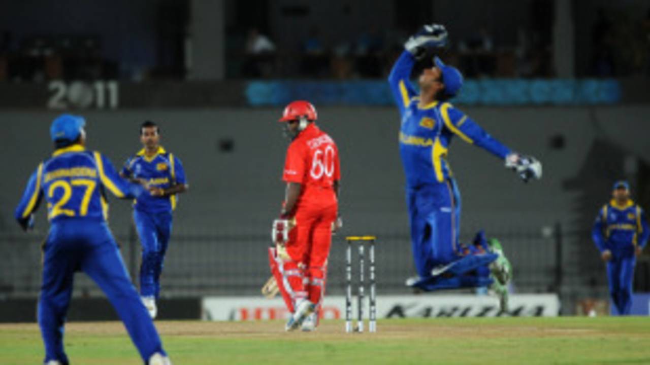 Tyson Gordon edges behind off Nuwan Kulasekara, Sri Lanka v Canada, Group A, World Cup 2011, Hambantota, February 20, 2011