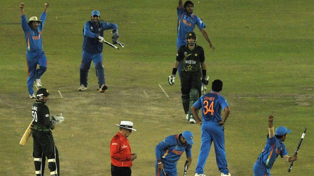 The celebrations begin after the victory is confirmed, India v Pakistan, 2nd semi-final, World Cup 2011, Mohali, March 30, 2011