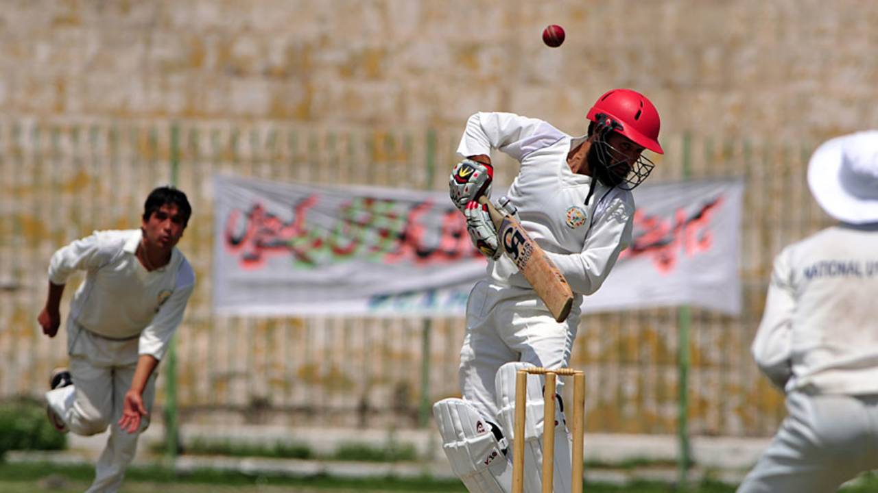 Afghanistan Under-19 captain Mir Wais avoids a short ball, Peshawar, April 29, 2011