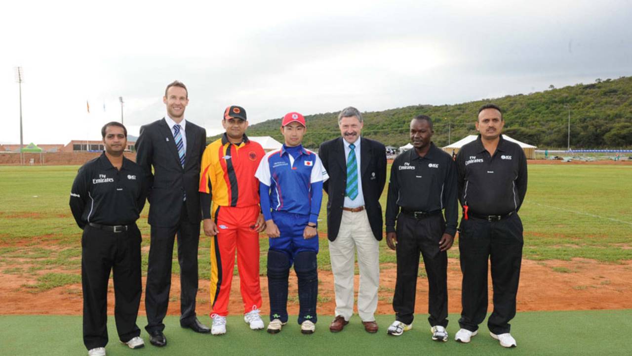 Players and officials inaugurate the new Lobatse Cricket Ground in Botswana
