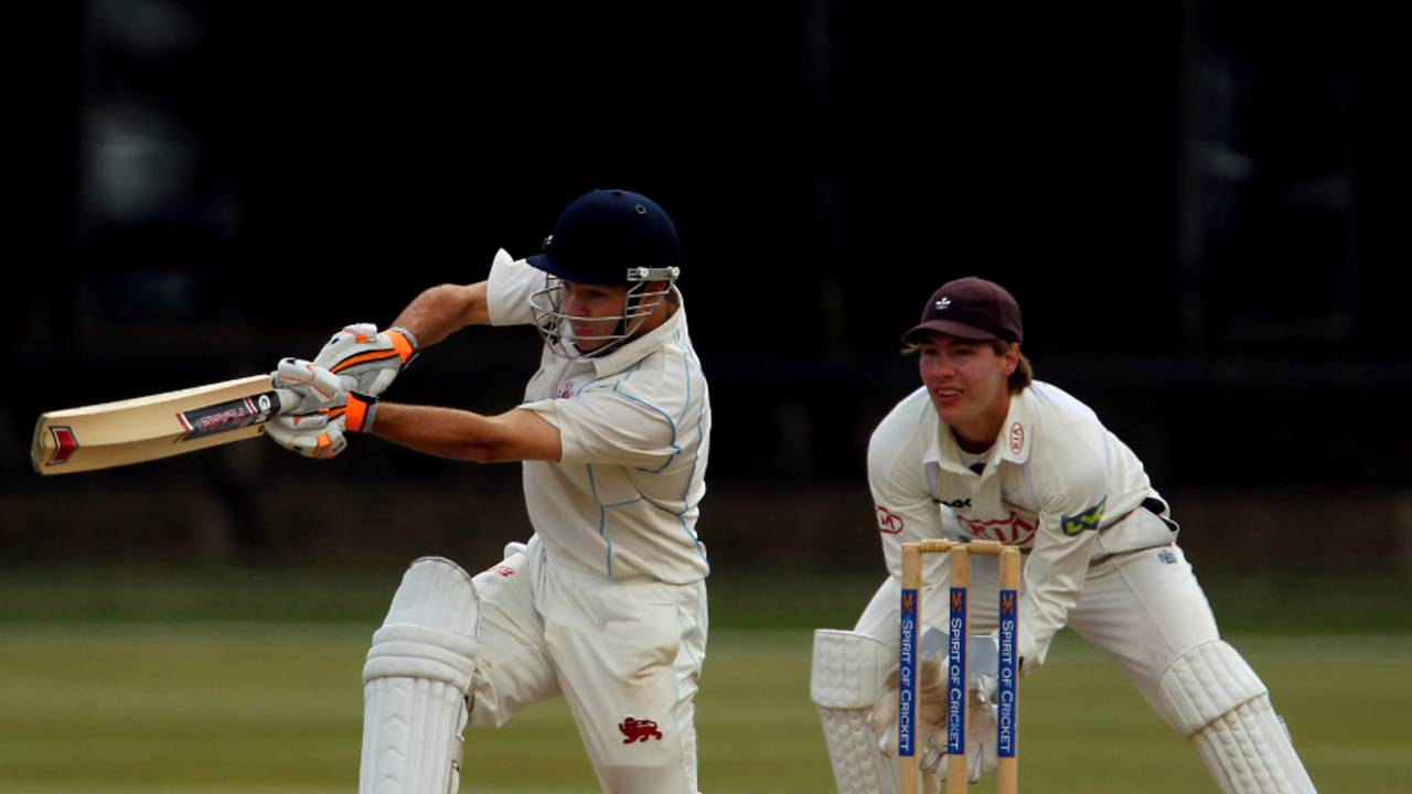 Paul Best cracks a boundary during a century that ensured Cambridge MCCU's first-innings lead over Surrey
