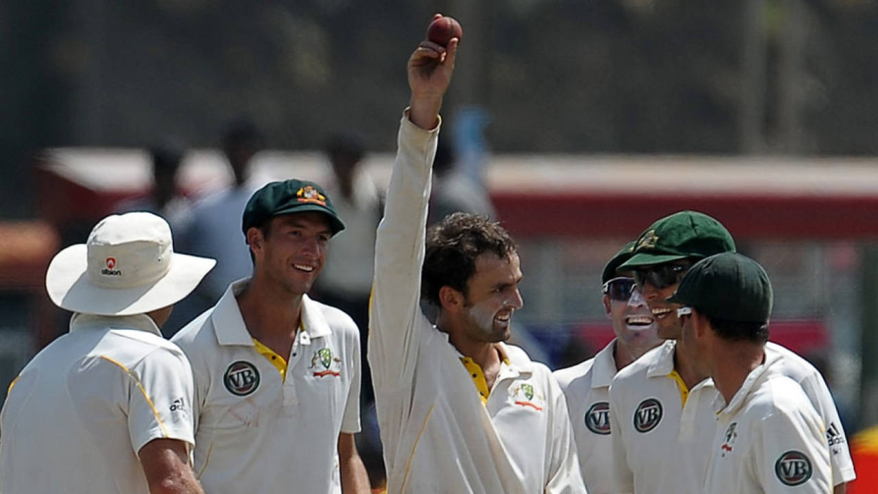 Nathan Lyon dismissed Kumar Sangakkara with his first ball on his way to 5 for 34 on Test debut&nbsp;&nbsp;&bull;&nbsp;&nbsp;AFP