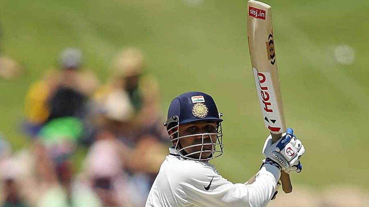 Virender Sehwag made a quick half-century, Australia v India, 4th Test, Adelaide, 4th day, January 27, 2012