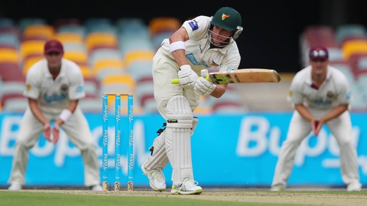 Steven Cazzulino during his dogged 68, Queensland v Tasmania, Sheffield Shield Final, first day, Brisbane, March 16 2012