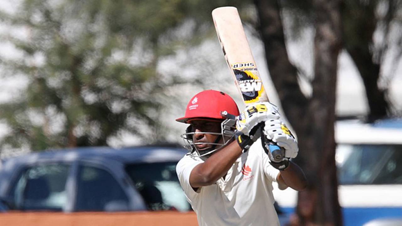 Zeeshan Siddiqi drives during his unbeaten 73, Namibia v Canada, ICC Intercontinental Cup, Windhoek, 4th day, April 8, 2012