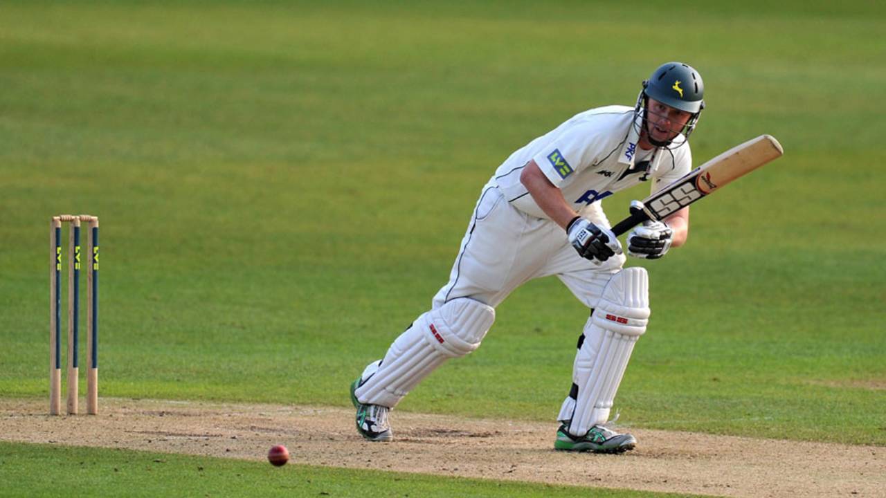 Neil Edwards batting with Nottinghamshire well behind, Nottinghamshire v Somerset, Trent Bridge, 3rd day, April, 21, 2012
