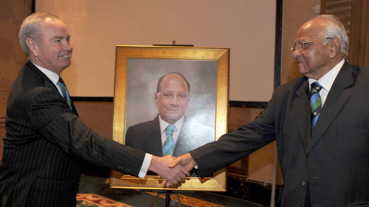 ICC president Alan Isaac with his predecessor Sharad Pawar