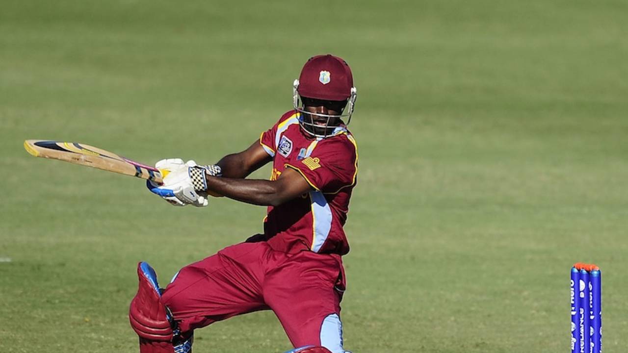 Anthony Alleyne plays a square-drive, India v West Indies, Group C, ICC Under-19 World Cup 2012, Townsville, August 12, 2012