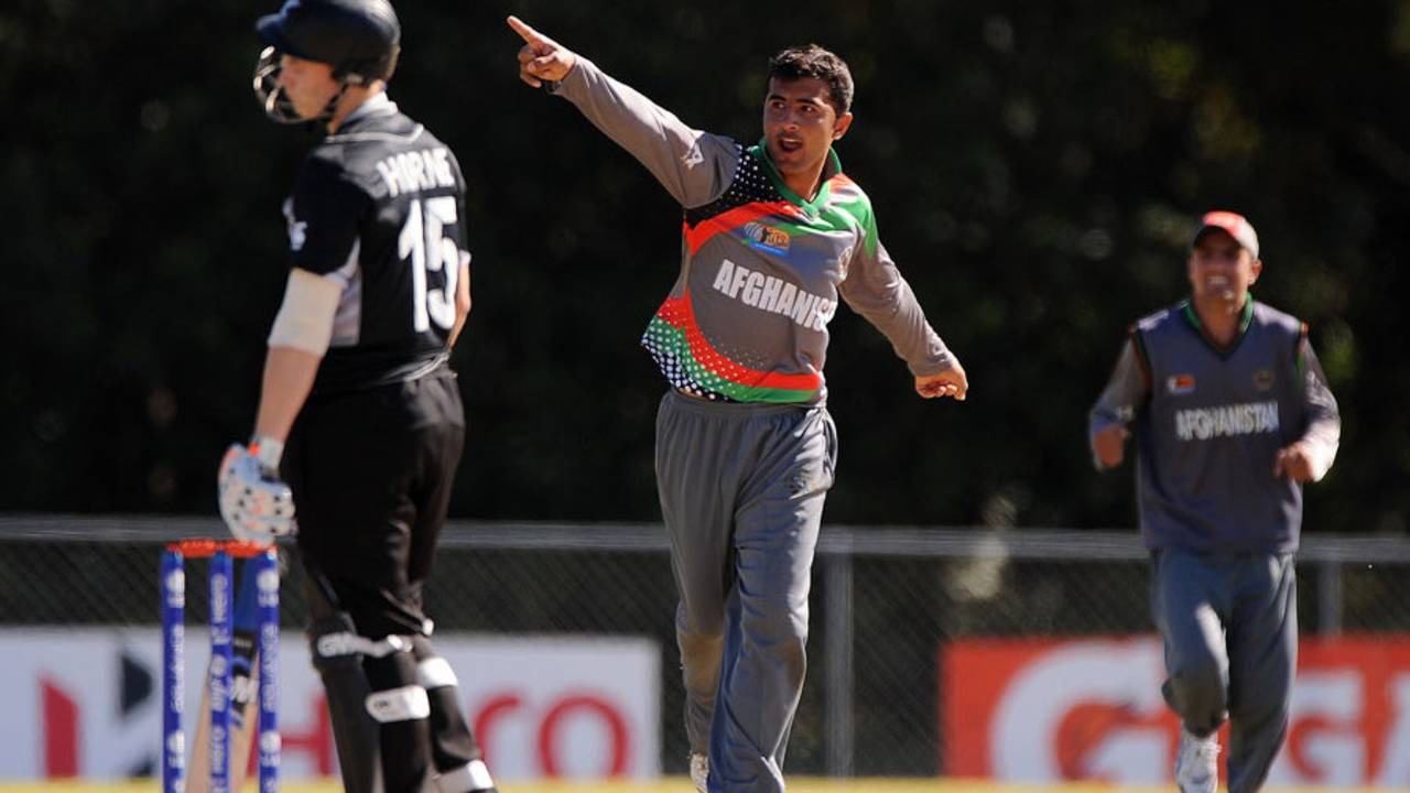 Sayed Shirzad picked up four top-order wickets, Afghanistan v New Zealand, Group B, ICC Under-19 World Cup 2012, Buderim, August 14, 2012