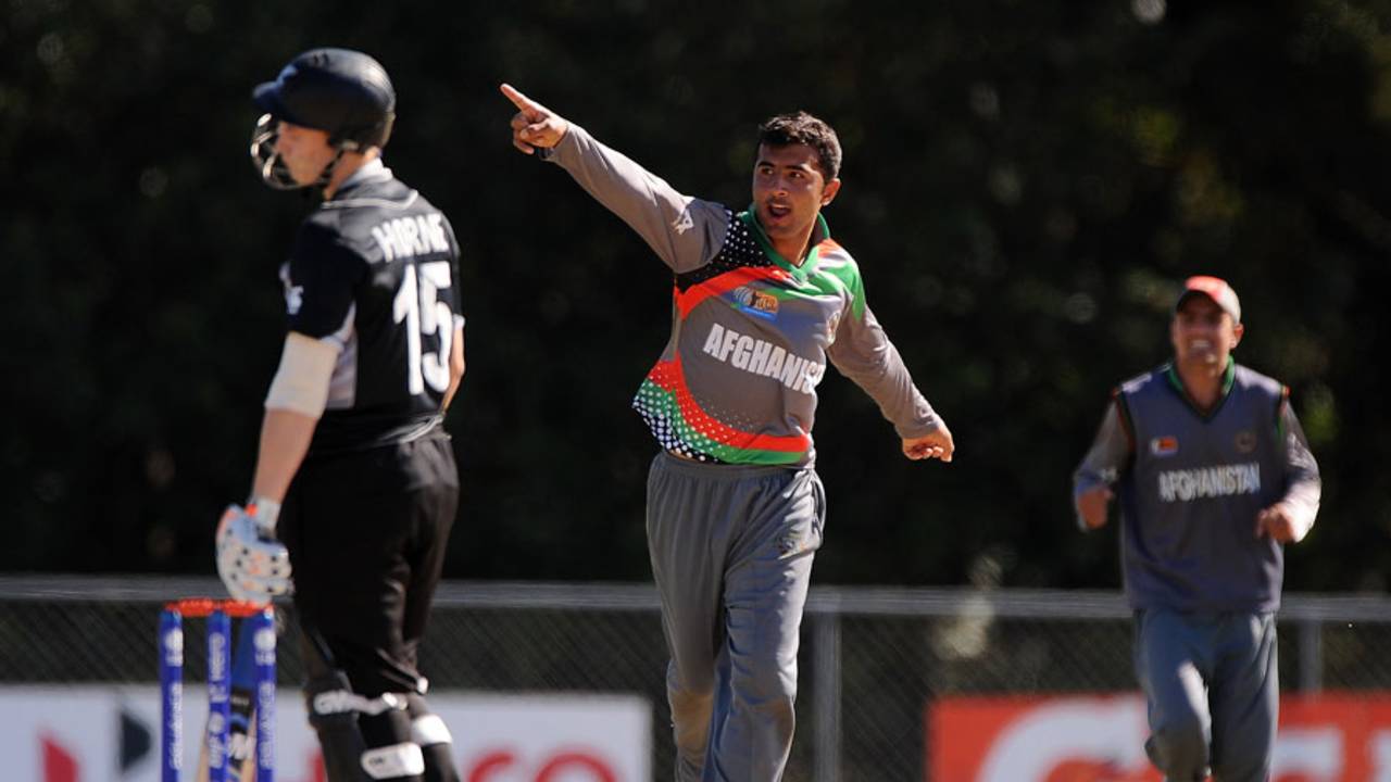 Sayed Shirzad picked up four top-order wickets, Afghanistan v New Zealand, Group B, ICC Under-19 World Cup 2012, Buderim, August 14, 2012