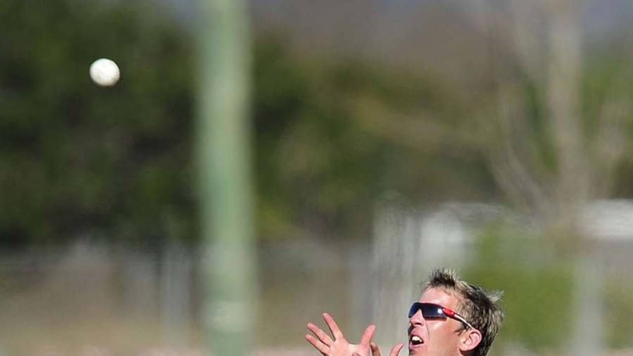Graeme McCarter gets underneath the ball to take a catch and dismiss Prithu Baskota, Ireland v Nepal, ICC Under-19 World Cup, Group A, Townsville, August 15, 2012
