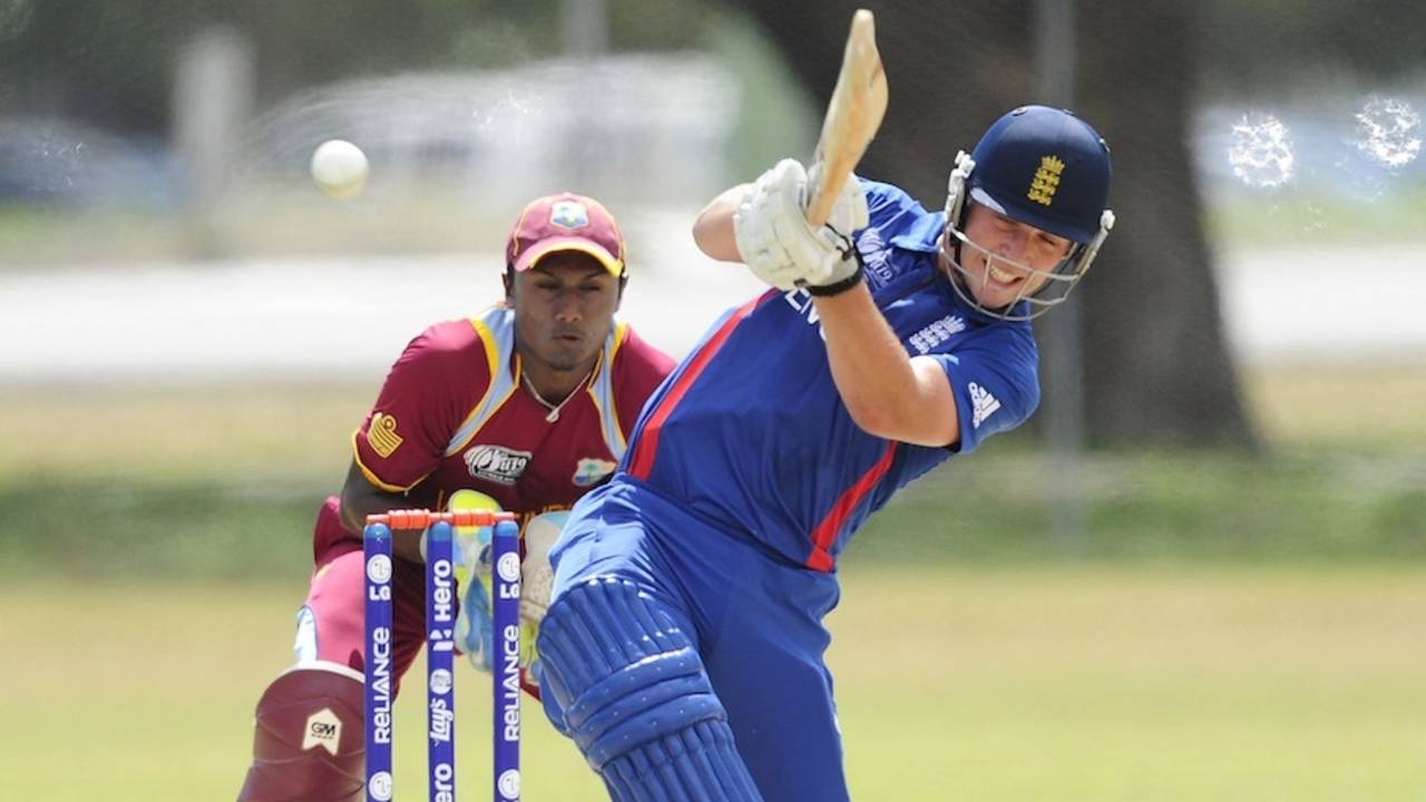 Sam Wood slogs towards mid-wicket, England v West Indies, ICC Under-19 World Cup, 5th place play-off, Townsville, August 24, 2012