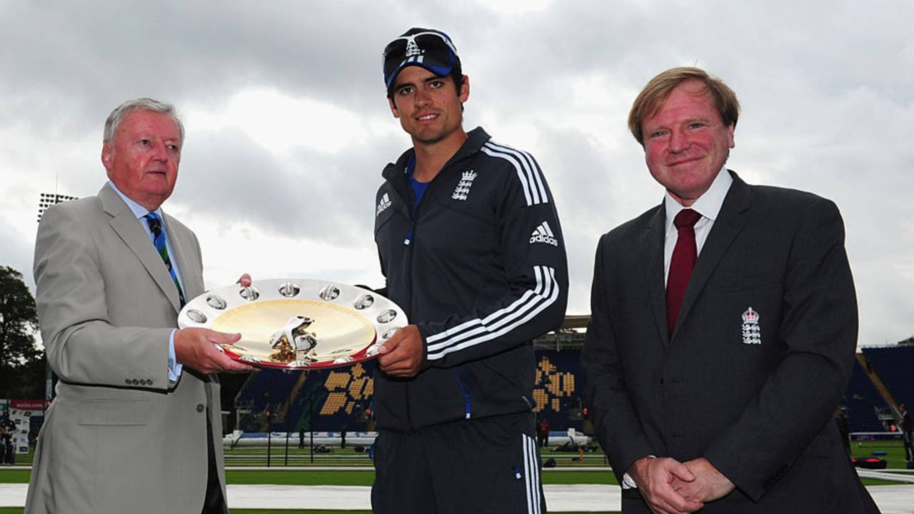 Alastair Cook was presented with the ODI shield before play, England v South Africa, 1st NatWest ODI, Cardiff, August 24, 2012