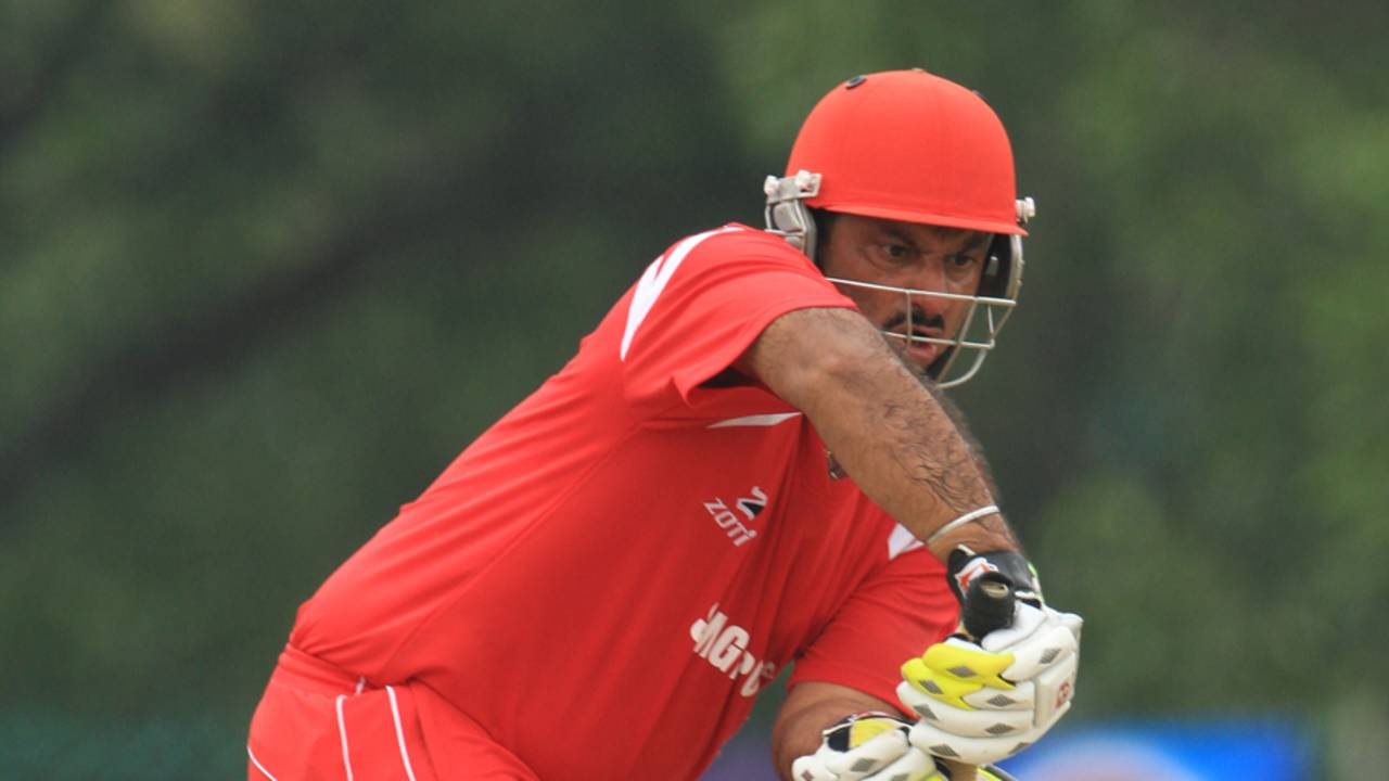 Singapore's Munish Arora plays the ball, Malaysia v Singapore, ICC World Cricket League Division Four 2012, Kuala Lumpur, September 4, 2012