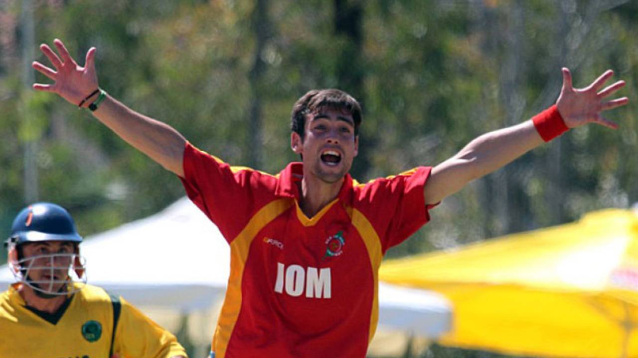 Isle of Man's Max Stokoe appeals for a wicket, Cyprus v Isle of Man, European Championship Division Two Twenty20, Corfu, September 3, 2012
