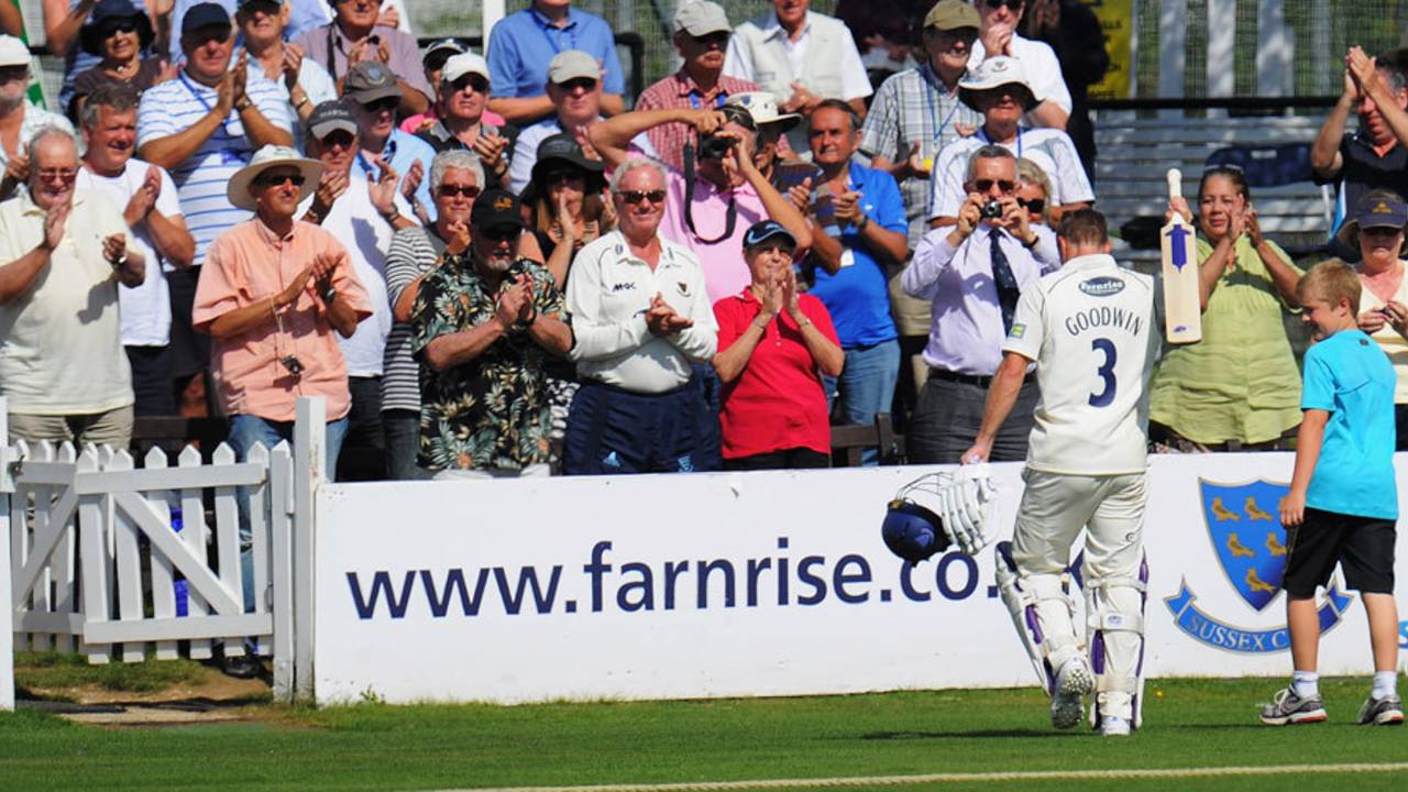 Murray Goodwin receives a standing ovation at Hove after his last Sussex innings&nbsp;&nbsp;&bull;&nbsp;&nbsp;Getty Images
