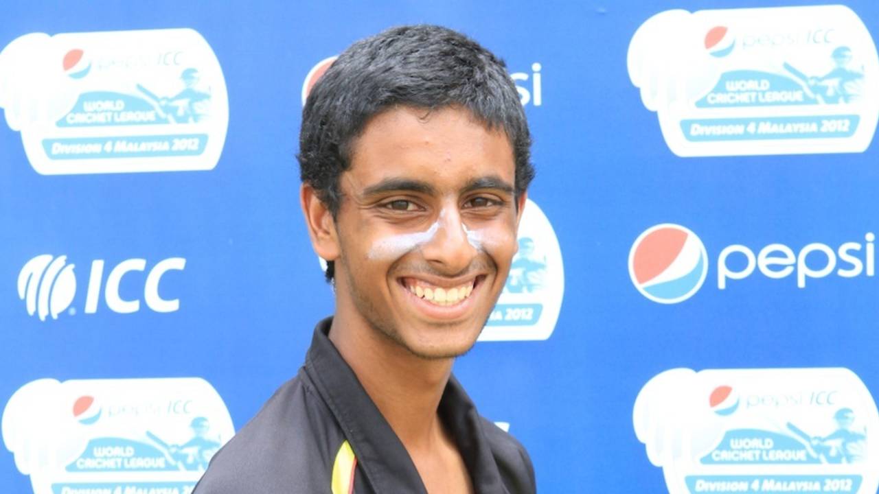 Abhiraj Singh with the Man-of-the-Match award, Singapore v Tanzania, ICC World Cricket League Division Four 2012, Kuala Lumpur, September 7, 2012