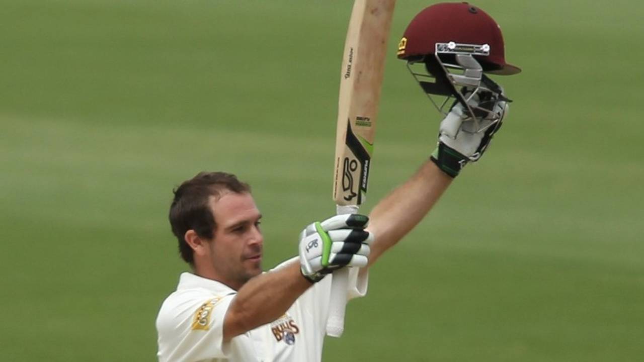 Wade Townsend celebrates his century, South Australia v Queensland, Sheffield Shield, Adelaide, 3rd day, October 25, 2012