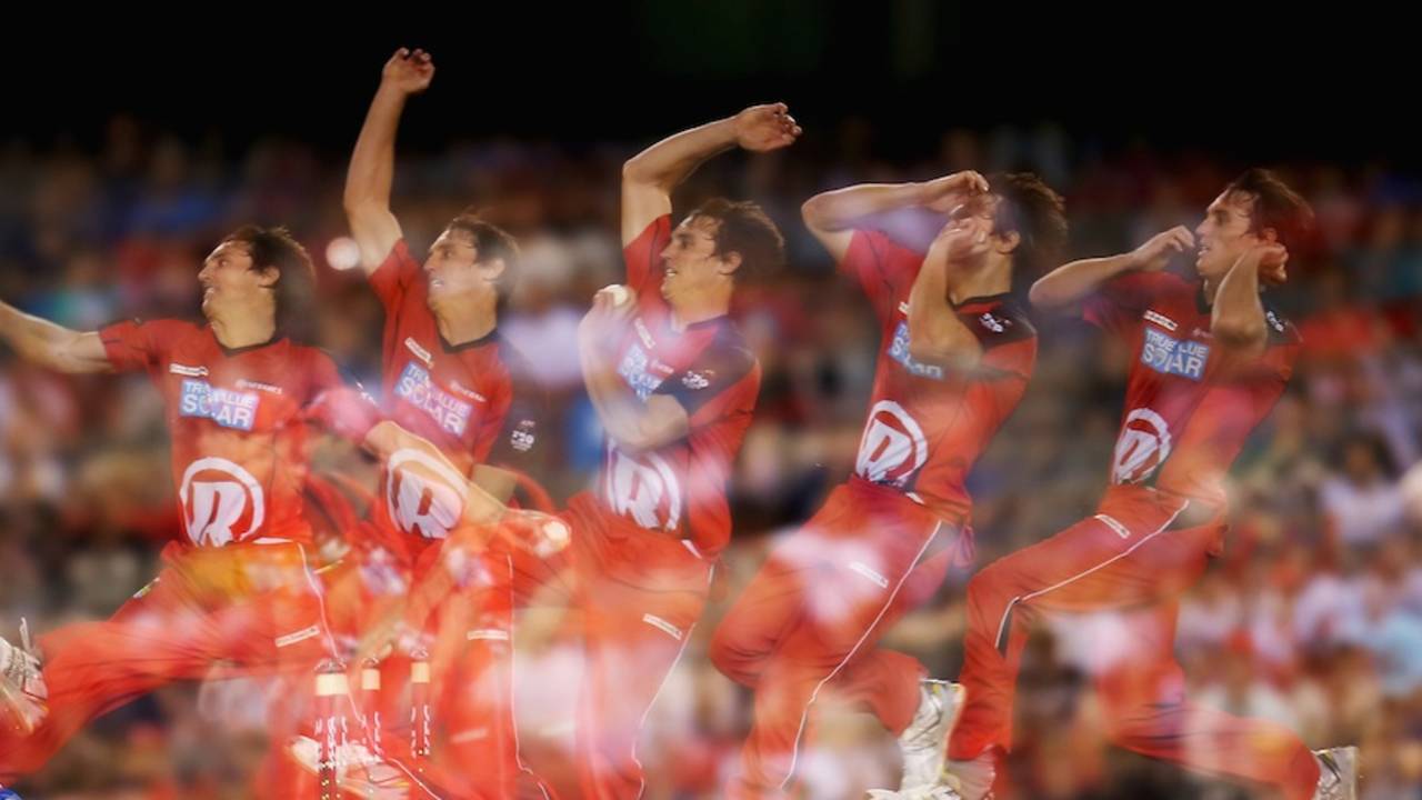 William Sheridan bowling as captured in a multiple exposure shot  
