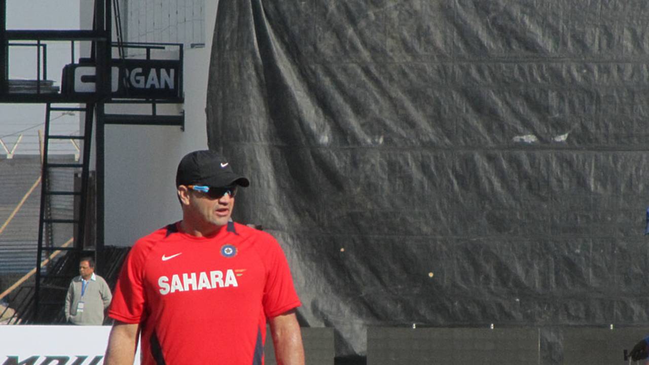 India's bowling coach Joe Dawes at practice, Rajkot, January 10, 2013