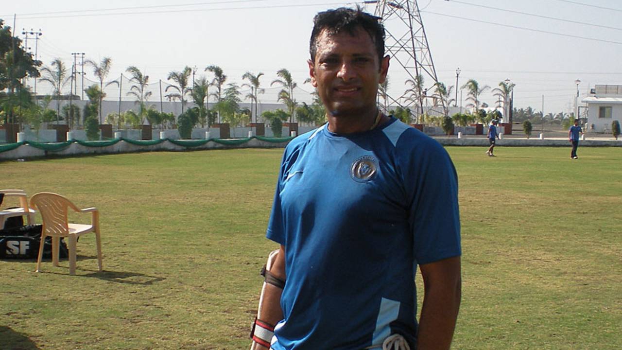 Shitanshu Kotak at practice at the Saurashtra Cricket Association Stadium, Rajkot, January 15, 2013