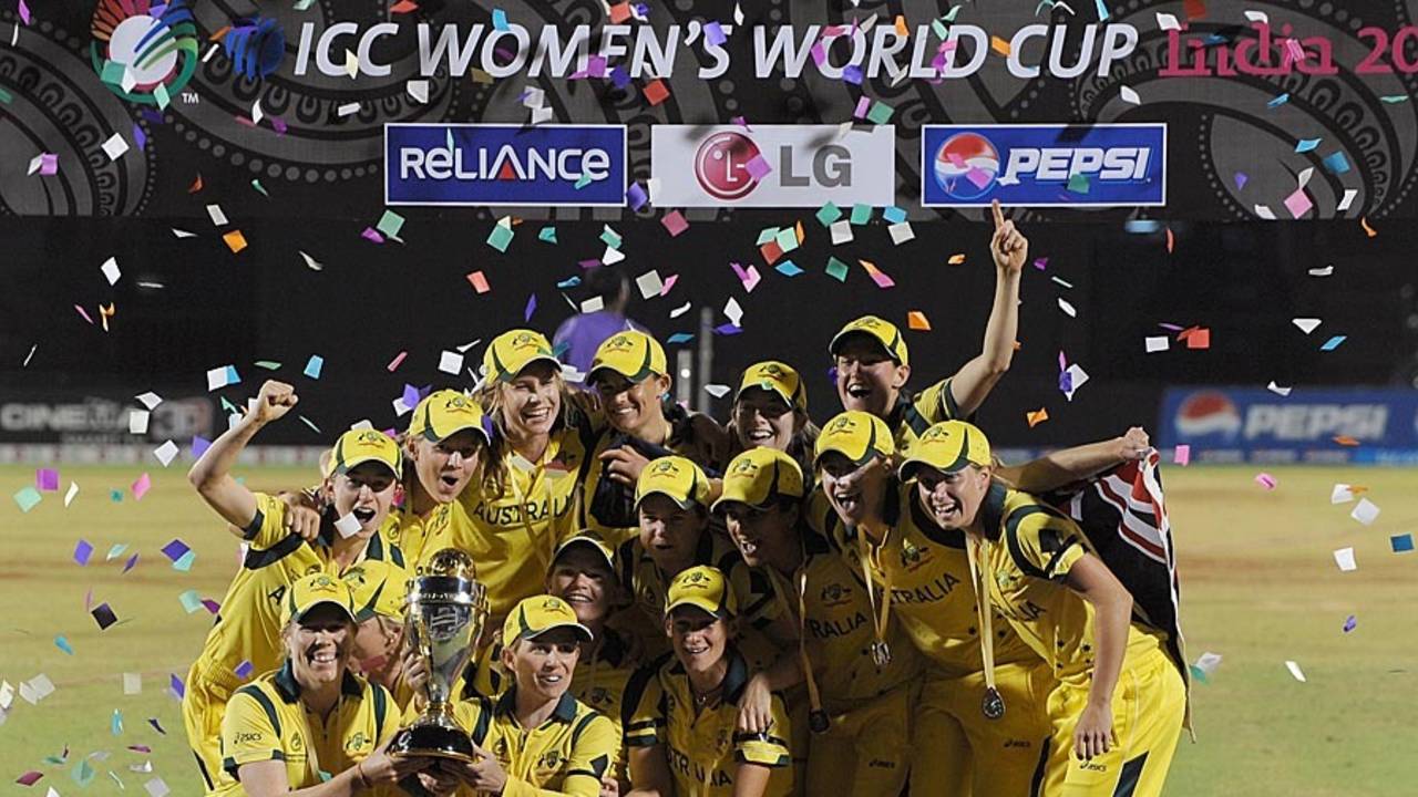 Australians with their World Cup trophy, Australia v West Indies, Women's World Cup 2013, Mumbai, February 17, 2013