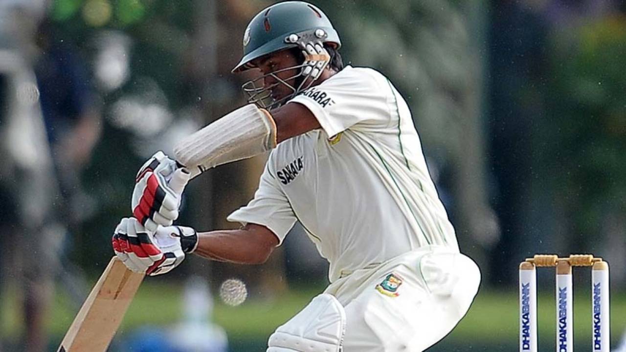 Mohammad Ashraful attempts a drive, Sri Lanka v Bangladesh, 1st Test, Galle, 2nd day, March 9, 2013