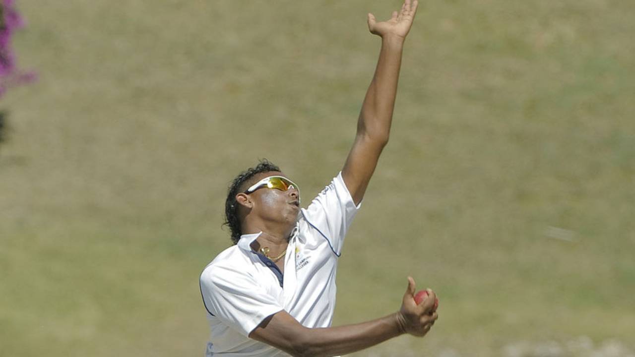Ryan Austin took six wickets against Leeward Islands, Combined Campuses and Colleges v Leeward Islands, Regional Four Day Competition, Day 4, Bridgetown, March 9, 2013