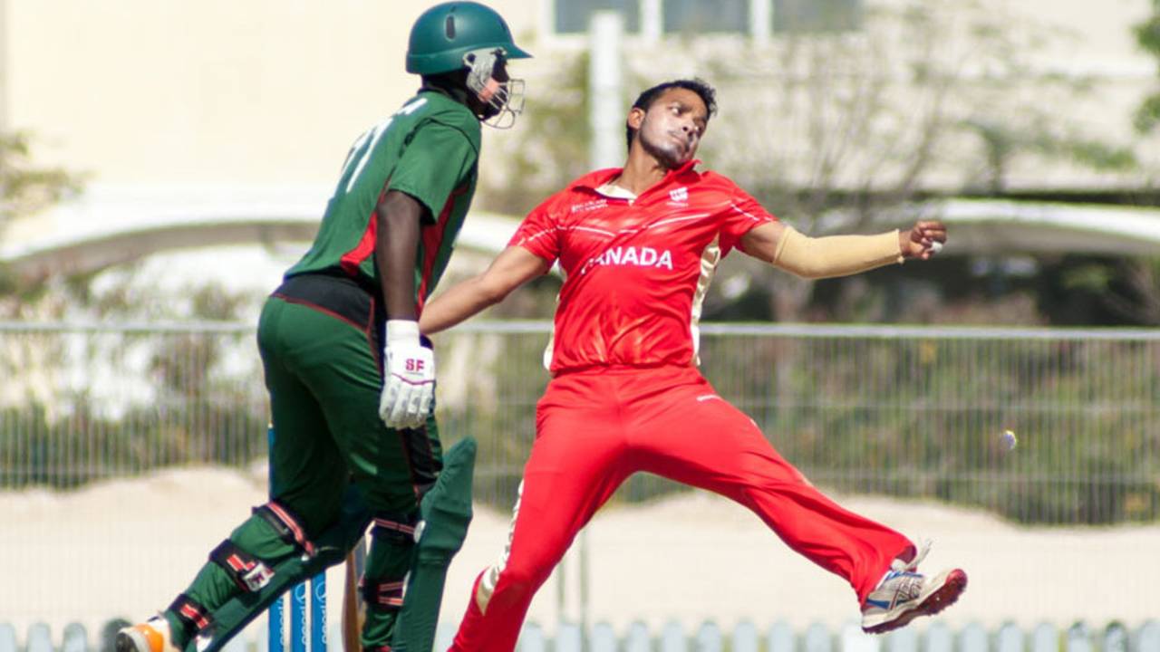 Junaid Siddiqui took three wickets for 10 runs off his four overs, Canada v Kenya, 1st T20I, Dubai, March 15, 2013