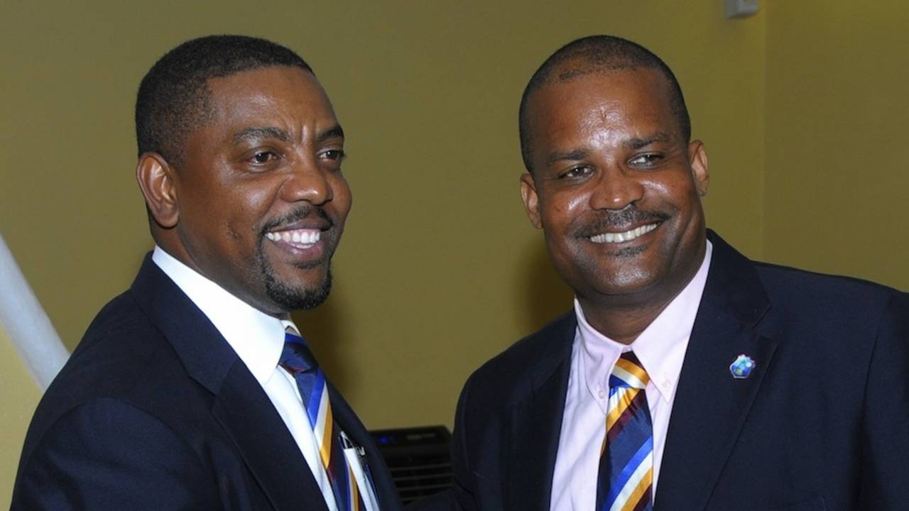Whycliffe 'Dave' Cameron and Emmanuel Nanthan, the WICB's new president and vice-president&nbsp;&nbsp;&bull;&nbsp;&nbsp;WICB Media Photo/Randy Brooks