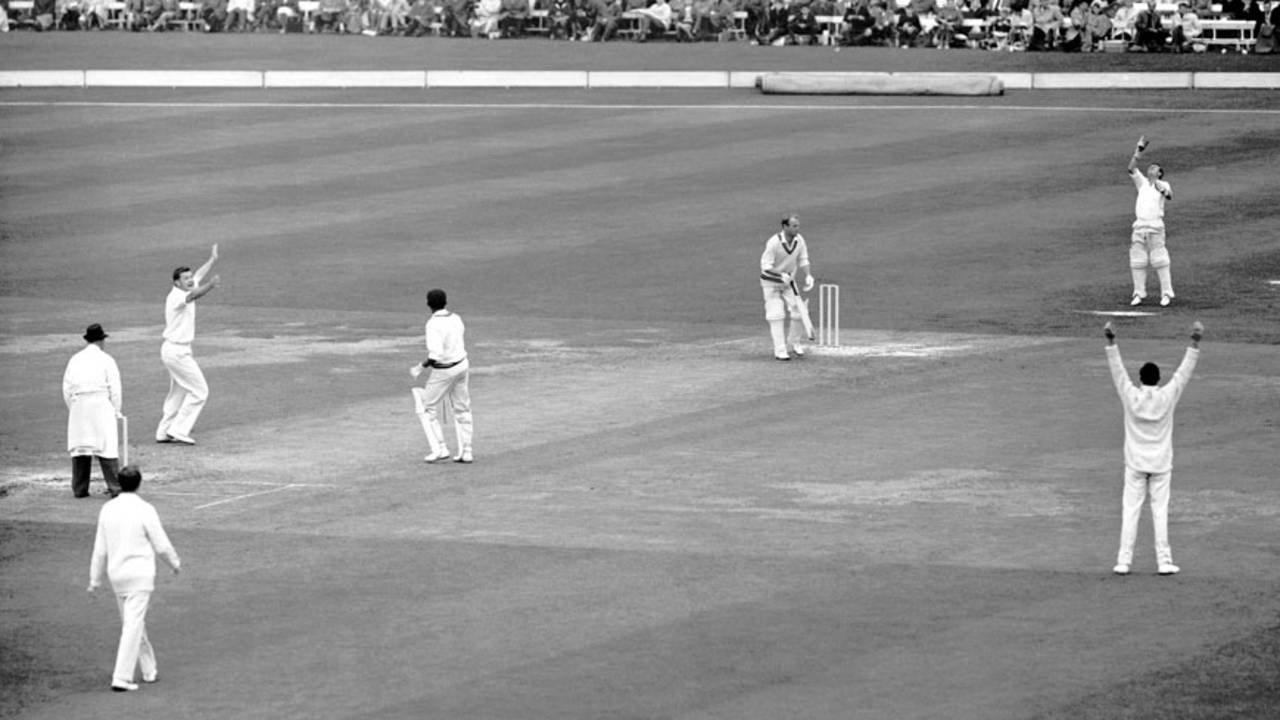Dick Richardson is caught behind by Sussex wicketkeeper Jim Parks