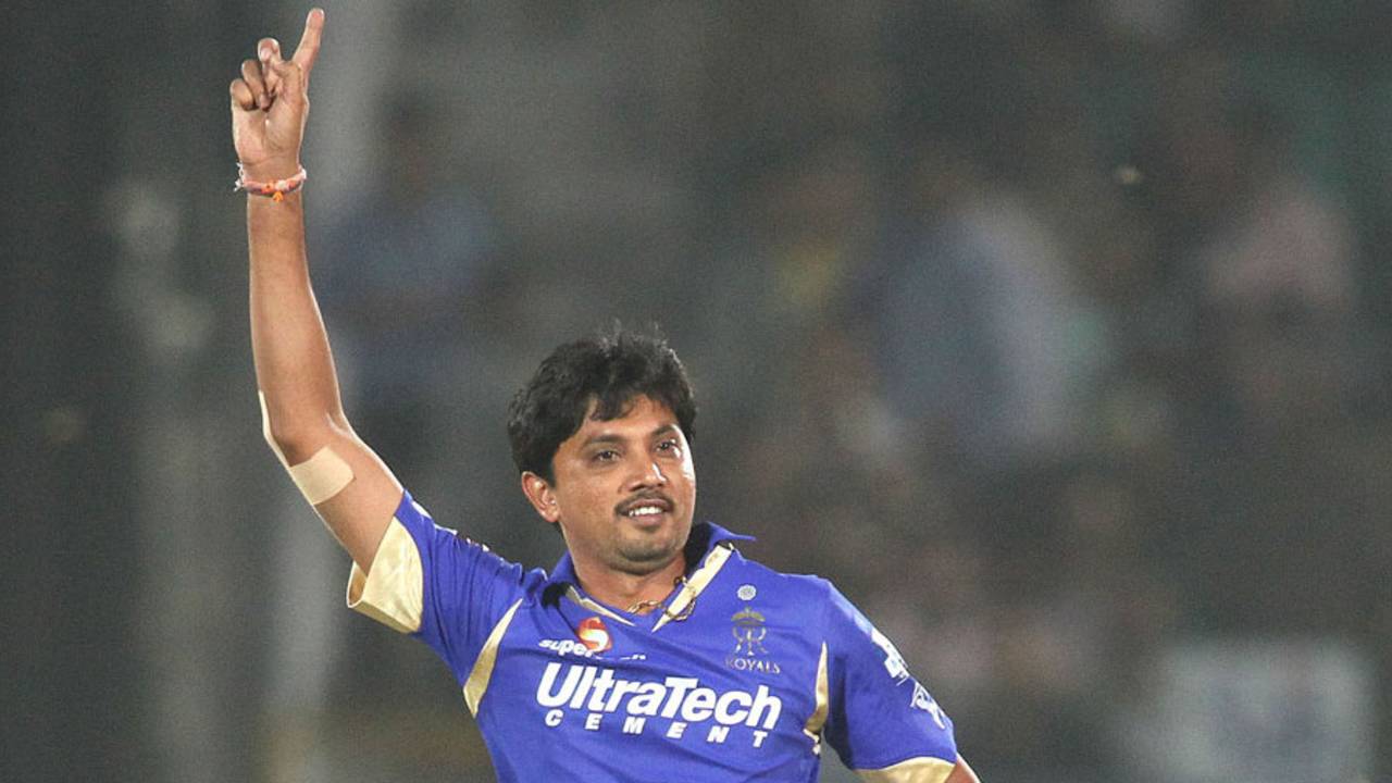 Siddharth Trivedi picked up the crucial wicket of Rohit Sharma, Rajasthan Royals v Mumbai Indians, IPL 2013, Jaipur, April 17, 2013