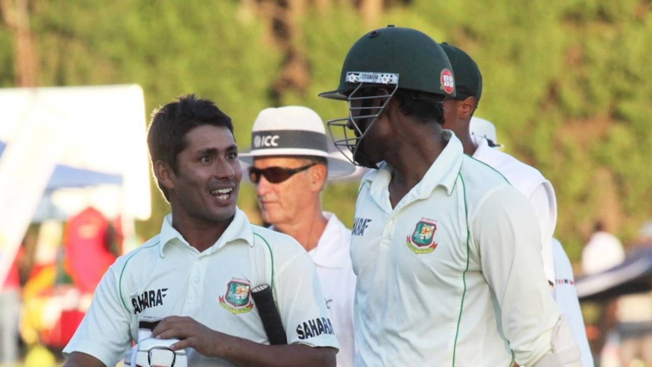Mohammad Ashraful and Jahurul Islam walk off at stumps, Zimbabwe v Bangladesh, 1st Test, Harare, 2nd day, April 18, 2013
