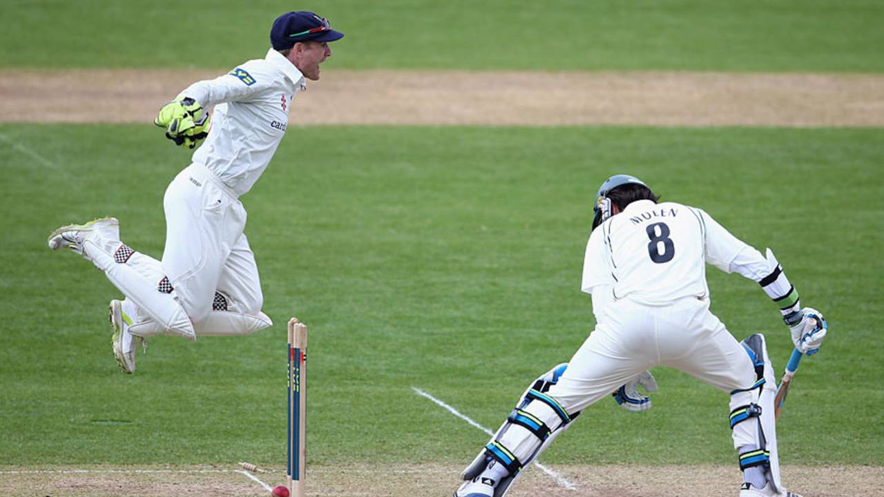 Mark Wallace leaps to celebrate a Glamorgan wicket [file picture]&nbsp;&nbsp;&bull;&nbsp;&nbsp;Getty Images
