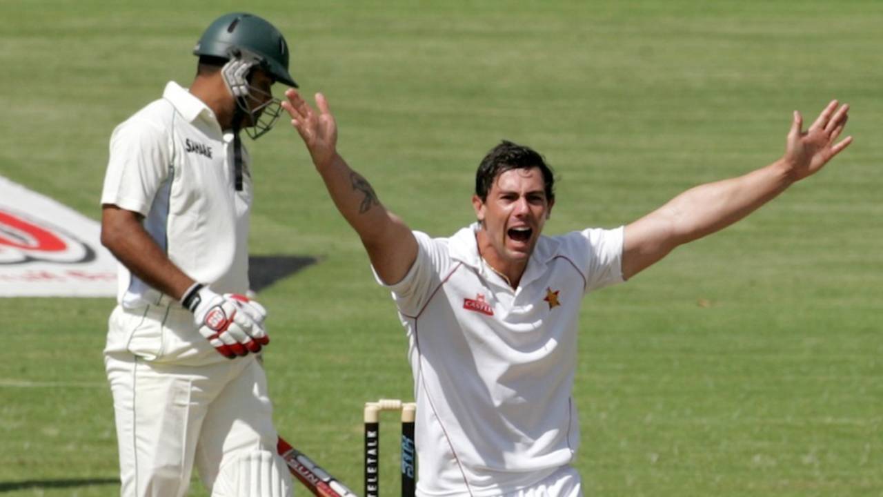 Keegan Meth appeals for a wicket, Zimbabwe v Bangladesh, 2nd Test, Harare, 2nd day, April 26, 2013