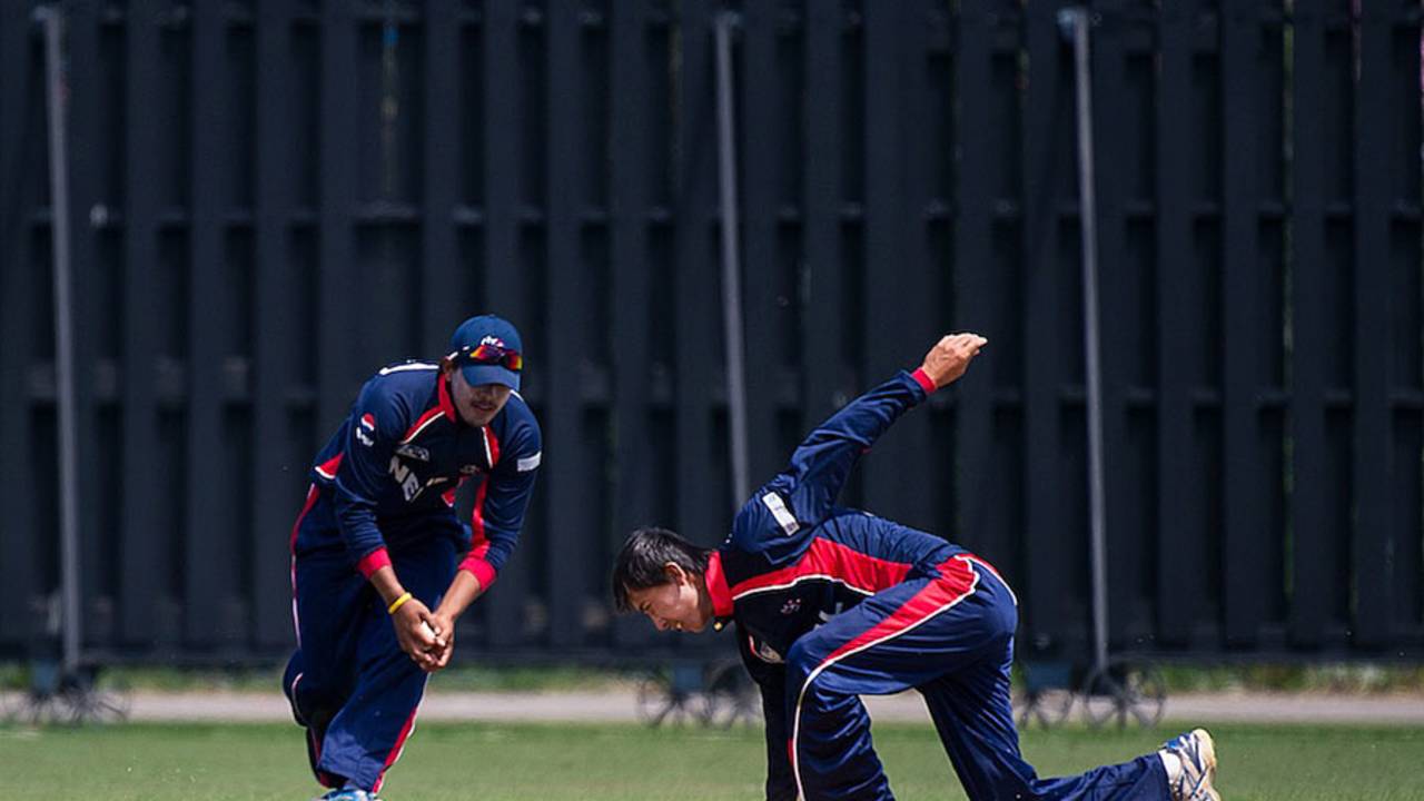 Pradeep Airee and Shakti Gauchan have some fun, Nepal v Uganda, World Cricket League Division 3, final, Hamilton, May 5, 2013